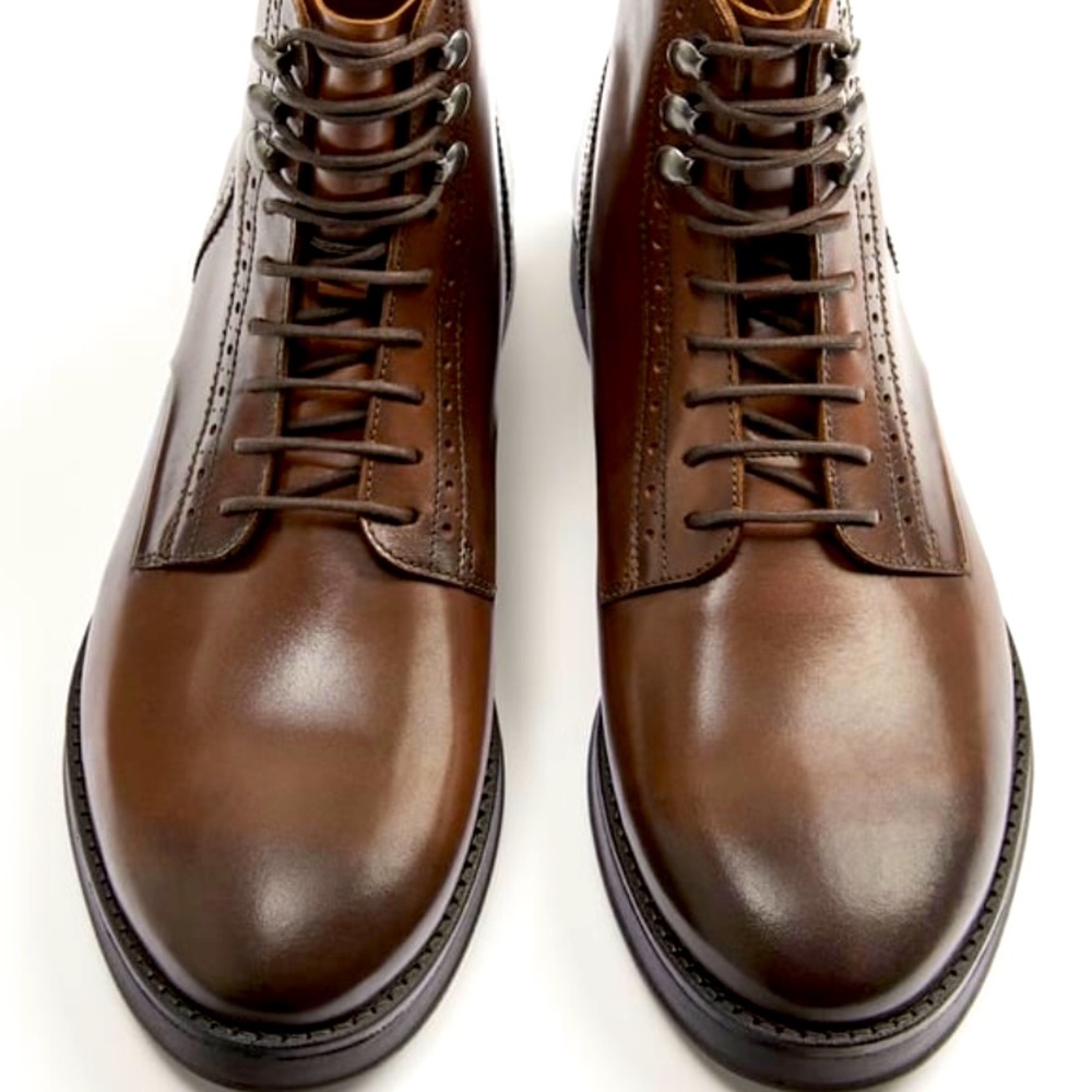 Zara Brown Leather Shoes with Laces